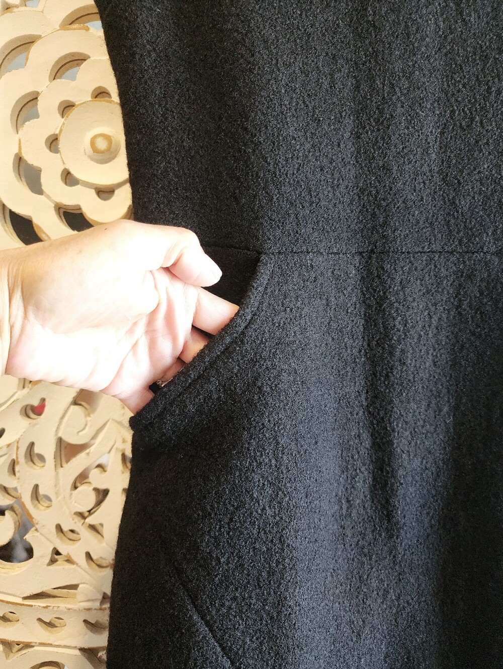 ZARA 100% WOOL HIGH NECKLINE SLEVELESS MINIBL DRESS BACK ZIPPER SIZE MEDIUM - Picture 6 of 16